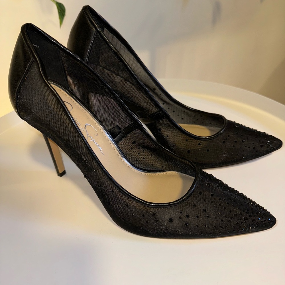 Jessica Simpson Black Sheer Crystal Pump